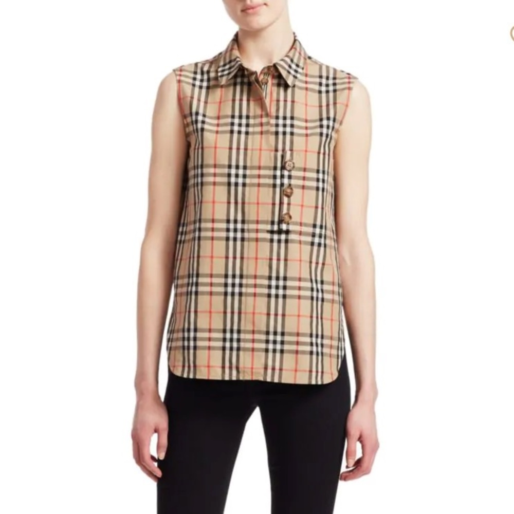 SOLD Burberry Palila Check Print Sleeveless Shirt - Picture 1 of 12